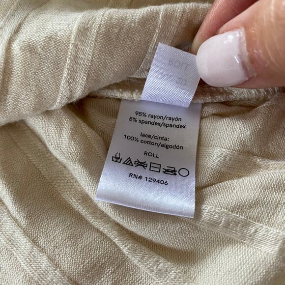 Venus Trapeze A-Line Sleeveless Tank Top Crochet Front Boho Cream Size XS - Picture 6 of 8